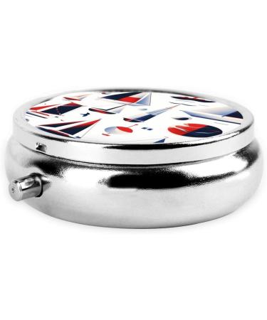 Cute Sailboat Graphics Portable Metal Pill Box | 3-Compartment Travel Pill Organizer with Hinged Design - Buy Online on GoSupps.com