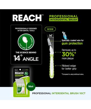 REACH Interdental Brush Wide 1.3mm | Gum Protection | 30% More Plaque Removal | PFAS Free | 10 Brushes - Buy Online on GoSupps.com