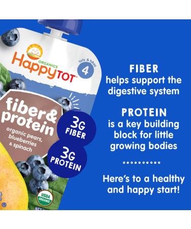 Happy Tot Organics Fiber & Protein Stage 4 Variety Pack - 16 Pouches of 4 Flavors (4oz Each) - Buy Online on GoSupps.com