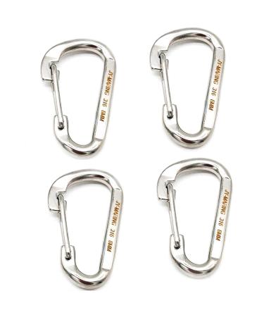 JY-MARINE Spring Snap Hook Heavy Duty 316 Stainless Steel Carabiner Marine Grade Flat Snap Hook with Latch Safety Clip Ship Boat Hook 4 pack