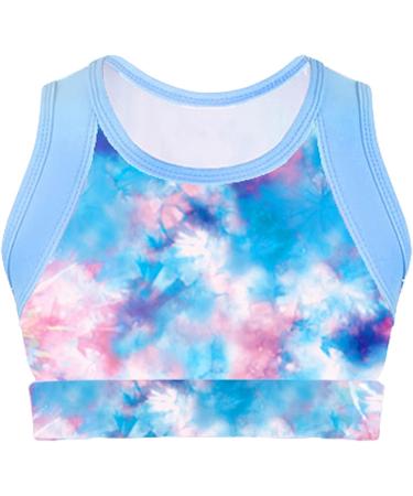 Moily Big Girls 2-Piece Ballet Dance Gymnastics Sports Outfit - Striped Crop Top and Booty Shorts Set in Sea Sky Pink Size 4 - Buy Online on GoSupps.com