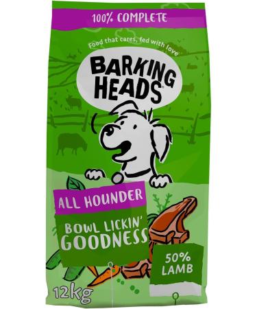 Barking Heads Complete Dry Dog Food 12kg - Adult All Hounder Bowl Lickin' Goodness Lamb - Natural Everyday Immunity & Vitality - Vet Approved Lamb 12 kg (Pack of 1)