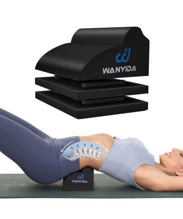 WANYIDA Lumbar Orthotic Traction Roll Device, Lower Back Stretcher for Pain relief, Back Traction for Lumbar Decompression, 3 Height Adjustable Lumbar Stretcher, Chiropractic