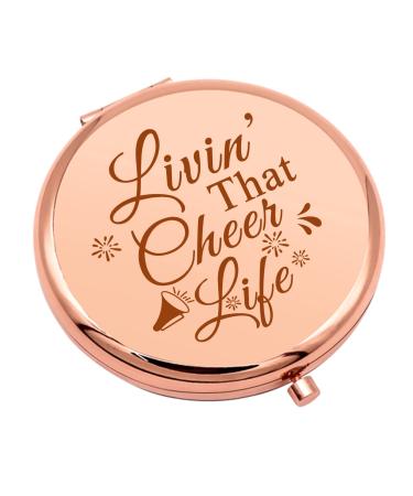 Cheer Gifts for Girls Sister Cheerleading Gift Compact Makeup Mirror for Women Cheer Gifts for Team Inspirational Gift Folding Pocket Mirror for Her Cheerleader Friend Christmas Birthday Gifts