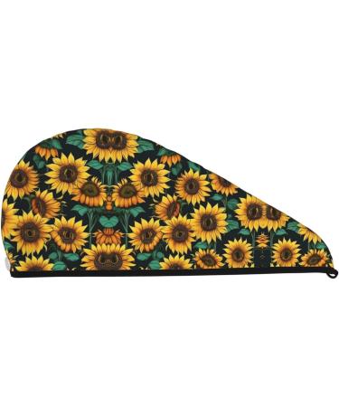 Sunflower Coral Velvet Dry Hair Cap | Ideal for Home Travel Pool Parties & Baths - Quick Drying & Stylish - Buy Online on GoSupps.com