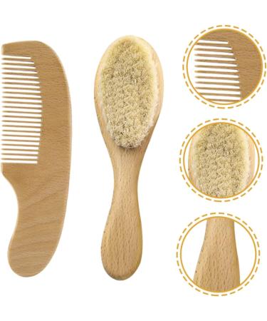 SECFOU Baby Hair Brush 1 Set Newborns Baby Wool Supplies Hair Infant Wooden with Comb Gift Goat Toddlers Care for Cradle Soft Brush Shower Newborn Kit Cap and Bristle Kids Baby Gifts - Buy Online on GoSupps.com