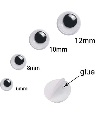 Upins 1000pcs Black Self-Adhesive Wiggle Googly Eyes - 6mm, 8mm, 10mm, 12mm Mixed Pack - Buy Online on GoSupps.com