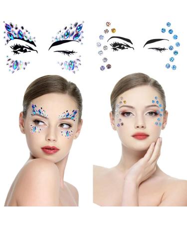 Lady Up 6 PCS Face Gems Rhinestones Rainbow Mermaid Jewels - Festival Halloween Party Temporary Tattoos - Buy Online on GoSupps.com