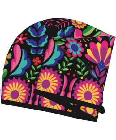Hair Towel Wrap - Fast Drying Towel Turban with Button | Colorful Floral Embroidery | International Shipping - Buy Online on GoSupps.com