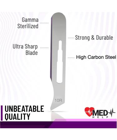 Buy 10R Dermaplaning Blades - Pack of 100 Sterile High Carbon Steel Disposable Surgical Scalpel Blades for Smooth Skin - Buy Online on GoSupps.com