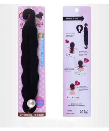 Womens Hair Styling Tools: 2 Pcs Pearl Foam Sponge Donut Bun Maker Clip - DIY Hairstyle Accessories - Buy Online on GoSupps.com