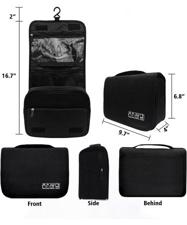 Hanging Toiletry Bag | Large Capacity Waterproof Travel Cosmetic Bag | Men and Women Bathroom Storage (Black) - Buy Online on GoSupps.com