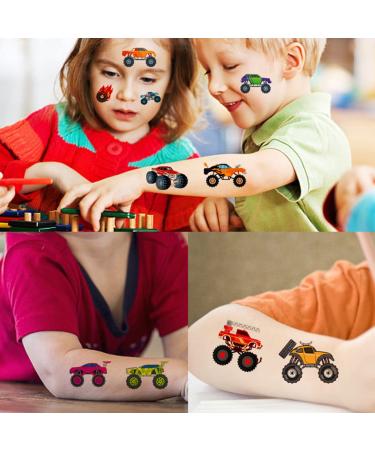 Monster Truck Temporary Tattoos - 10 Sheets for Boys & Girls | Waterproof Tattoo Stickers for Birthday Parties, DIY Decorations, and School Prizes - Buy Online on GoSupps.com