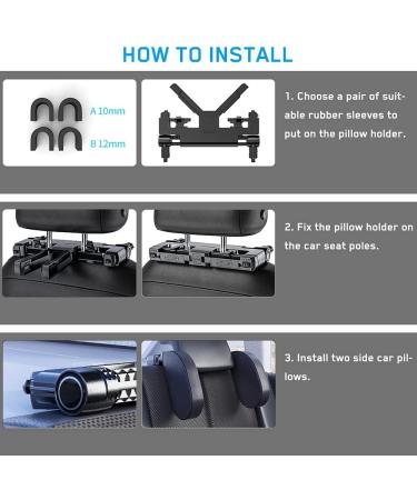 Auniq 180 Adjustable Car Seat Headrest Pillow - Telescopic Leather Support for Road Trips - Black - Buy Online on GoSupps.com