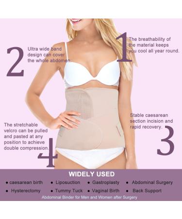Postpartum Belly Band Wrap 2 in 1 - C Section Binder & Waist Recovery Support Girdle for Seamless Post Pregnancy Body Shaping - Faja Postparto Cesarea - Beige One Size - Buy Online on GoSupps.com
