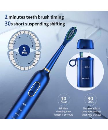 Sonic Electric Toothbrush Set | UV-C Cleaning, Air-Drying | 6 Brush Heads, Travel Case | 41000 VPM, 4 Modes, 3 Intensities | 90 Days Battery Life | Blue - Buy Online on GoSupps.com