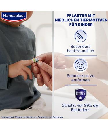 Buy Hansaplast Children's Plaster Sensitive - 20 Animal Motif Strips for Painless Wound Care | International Shipping Available - Buy Online on GoSupps.com
