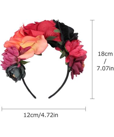 Healeved Rose Flower Headband - Halloween Flower Crown Headdress for Women Boho Floral Headband for Halloween Costume Accessory Cosplay Wedding Party - Buy Online on GoSupps.com