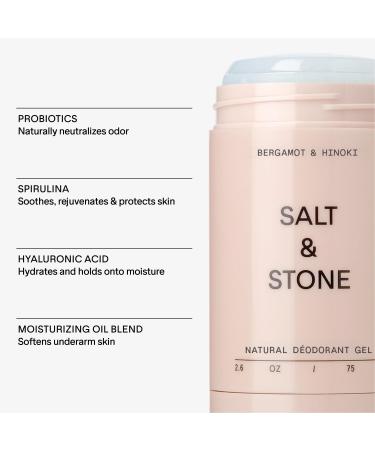 SALT & STONE Sensitive Skin Natural Deodorant Gel for Women & Men | Aluminum Free & Baking Soda Free For Sensitive Skin | Free From Parabens Sulfates & Phthalates (2.6 oz) Bergamot & Hinoki - Buy Online on GoSupps.com