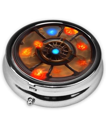 Flaming Flywheel Round Pill Box - 3 Compartment Organizer for Travel Purse & Pocket - Buy Online on GoSupps.com