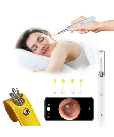 Ear Wax Removal Kits Ear Cleaner Camera Tool Otoscope with HD Camera LED Ear Cleaning Tool Set Slim Earwax Picker Kit with Storage Bag Ear Pick Ear Scope for Adults & Kids Pets Tablets Phones White