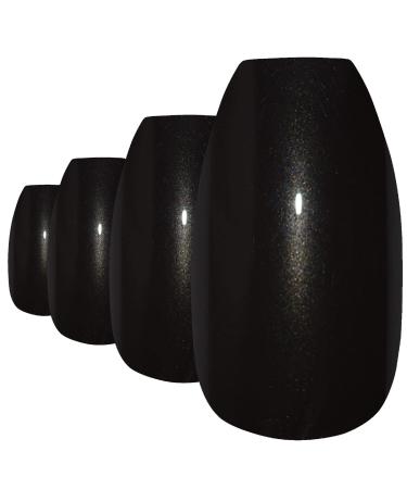 Bling Art False Nails Black Pearlescent Ballerina Coffin 24 Artificial Nails Long Tips with Glue - Buy Online on GoSupps.com