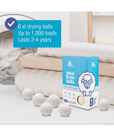 Mr. Sunshine Wool Dryer Balls - 6 XL All Natural New Zealand Wool Balls | Chemical-Free Scent-Free Reusable | Reduces Drying Time - Buy Online on GoSupps.com