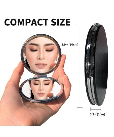 BelleJiu Compact Travel Makeup Mirror - Small Portable Folding Mirror in Black - Buy Online on GoSupps.com