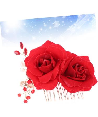 FRCOLOR Wedding Rose Flower Hair Comb Bridal Floral Hair Headpiece rose Bridal Rose hair comb s for women Silk Rose comb flower headband hair barrettes for women bride flower hairpin - Buy Online on GoSupps.com