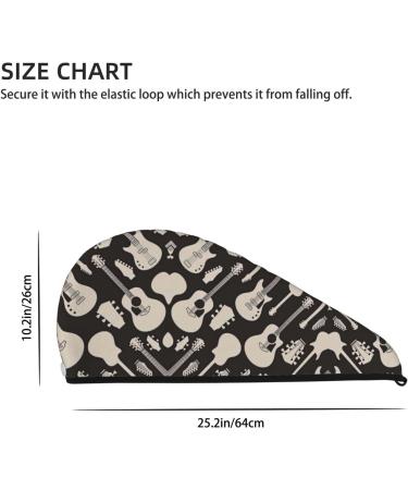 Guitar Pattern Coral Velvet Dry Hair Cap - Unisex Wet Towel Wrap for Bathroom Pool Beach & Home | Perfect Hair Drying Accessory - Buy Online on GoSupps.com