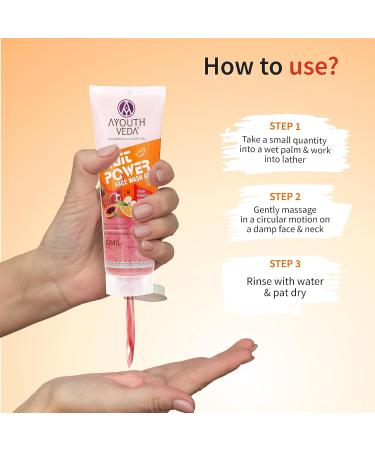 Ayoutthveda Fruit Face Wash Gel - Glowing Skin Vitamin A & C Anti-Oxidants Gentle Exfoliating Cleanser for All Skin Types - 100ml - Buy Online on GoSupps.com