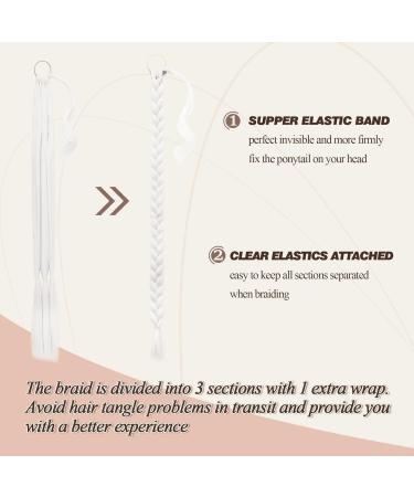 BARSDAR 86cm Braided Ponytail Extension - Ash Platinum Blonde | Soft Synthetic Hair for Women | DIY Hair Accessories - Buy Online on GoSupps.com
