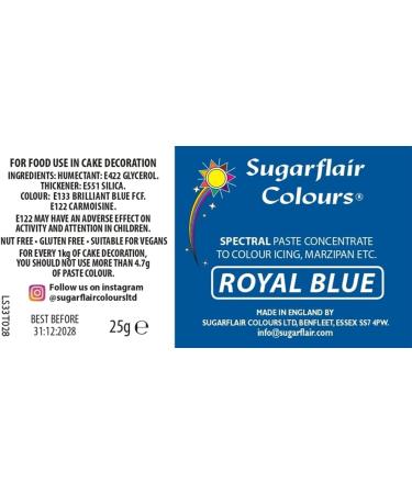 Sugarflair Royal Blue Spectral Food Colouring Paste - 25g | Highly Concentrated Dye for Sugar Pastes, Buttercream, Royal Icing | Vibrant Blue Shade - Buy Online on GoSupps.com
