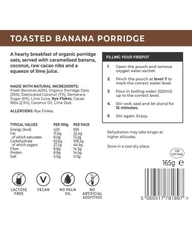 Firepot Toasted Banana Porridge (Extra-large) - Vegan Dehydrated Expedition Food - Buy Online on GoSupps.com
