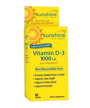 Sunshine Vitamin D-3 1 000 IU Healthy and Strong Bones 60 Servings