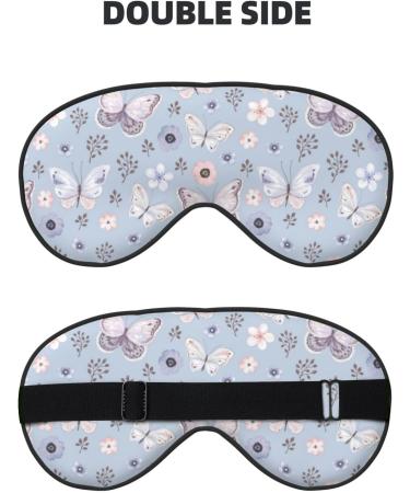 Blue Butterfly Print Sleep Eye Mask | Soft Blindfold with Elastic Strap for Travel & Night Sleeping - Buy Online on GoSupps.com