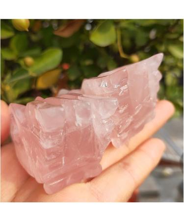2pcs Handwork Natural Rose Crystal Dragon Pink Quartz Stone and Crystals Natural Luster - Buy Online on GoSupps.com