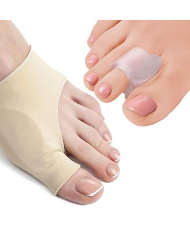 5 Stars United Bunion Corrector and Bunion Relief Sleeve - 2-Pack Gel Pads and Toe Separators Hammer Toe Straightener - 6-Pack Big Toe Spacers Clear Bundle
