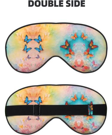 Butterfly Print Unisex Sleep Mask - Double-Sided Eye Mask for Sound Sleep & Skin Care - Black - Buy Online on GoSupps.com
