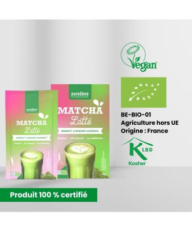 Purasana Instant Matcha Latte 6 sticks Th matcha & moringa bio latte cr meux faible en sucre sans gluten - Buy Online on GoSupps.com