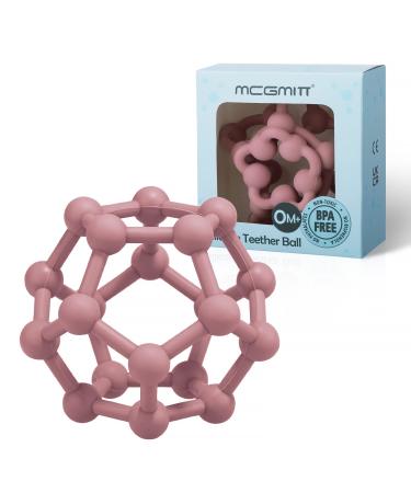 MCGMITT Silicone Baby Teething Toys - Baby Teether Ball for Grab Training Soft Sensory Balls Teething Toys for Newborn Babies from 6+ Month BPA-Free Food-Grade Silicone 10cm (Dark Pink) DarkPink