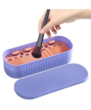 Esncddym Makeup Brush Cleaning Mat Brushes Organizer Cleaning Mat Drying Holder - Portable Dustproof Cleaning Tool for Makeup Brushes Sponges Three Generations of Purple