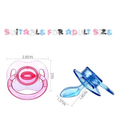 Landofgenie Adult Size Pacifier - Large Shield Gloss Transparent Design - 2 Pack (Blue & Pink) - International Shipping Available - Buy Online on GoSupps.com