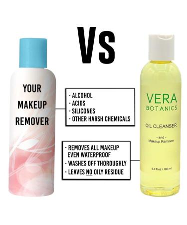 Vera Botanics Natural Cleansing Oil and Makeup Remover - Gentle Daily Oil Cleanser for All Skin Types - Eliminate Clogged Pores and Blackheads - Buy Online on GoSupps.com