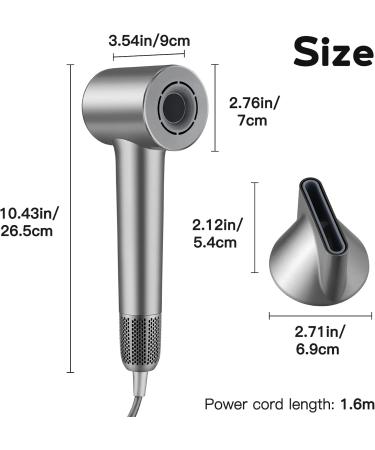 200M Negative Ionic Hair Dryer - 1500W Fast Drying Blow Dryer with 110 000 RPM Motor 3 Heat Settings & Magnetic Nozzle for Home & Travel - Buy Online on GoSupps.com