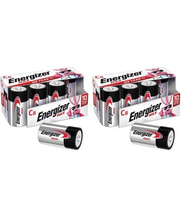 Energizer MAX C Batteries Premium Alkaline C Cell Batteries (8 Battery Count) (Pack of 2) C 8 (Pack of 2)