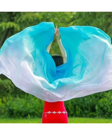 KIKIGOAL 100% Silk Belly Dance Veil & Hand Scarf 1.14x2.5m - Blue/White - Buy Online on GoSupps.com