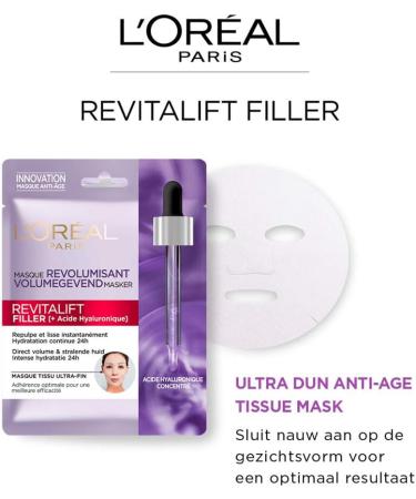 L'Or al Skin Expert Revitalift Filler Hyaluronic Acid Tissue Face Mask - Buy Online on GoSupps.com