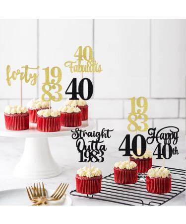 40th Birthday Cupcake Toppers Straight Outta 1983 Cupcake Toppers Happy 40th Birthday Decoration 40 Fabulous Decoration 40th Wedding Anniversary /Straight Outta 1983 Cupcake Topper (Black gold1)