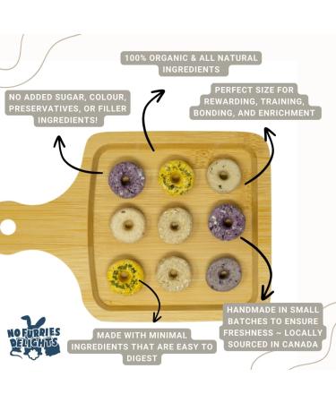 No Furries Delights 15pcs Mini Donuts Variety Pack 30g 100% Organic & All Natural Treat for Rabbit Hamster Guinea Pig Chinchilla Pet Rat Mice Healthy Small Animal Enrichment Bonding Reward Training - Buy Online on GoSupps.com